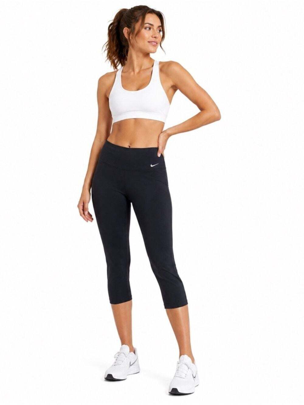 Nike Black Mid Rise Dri-Fit Capri Length Running Cross Fit Yoga Pants Size L